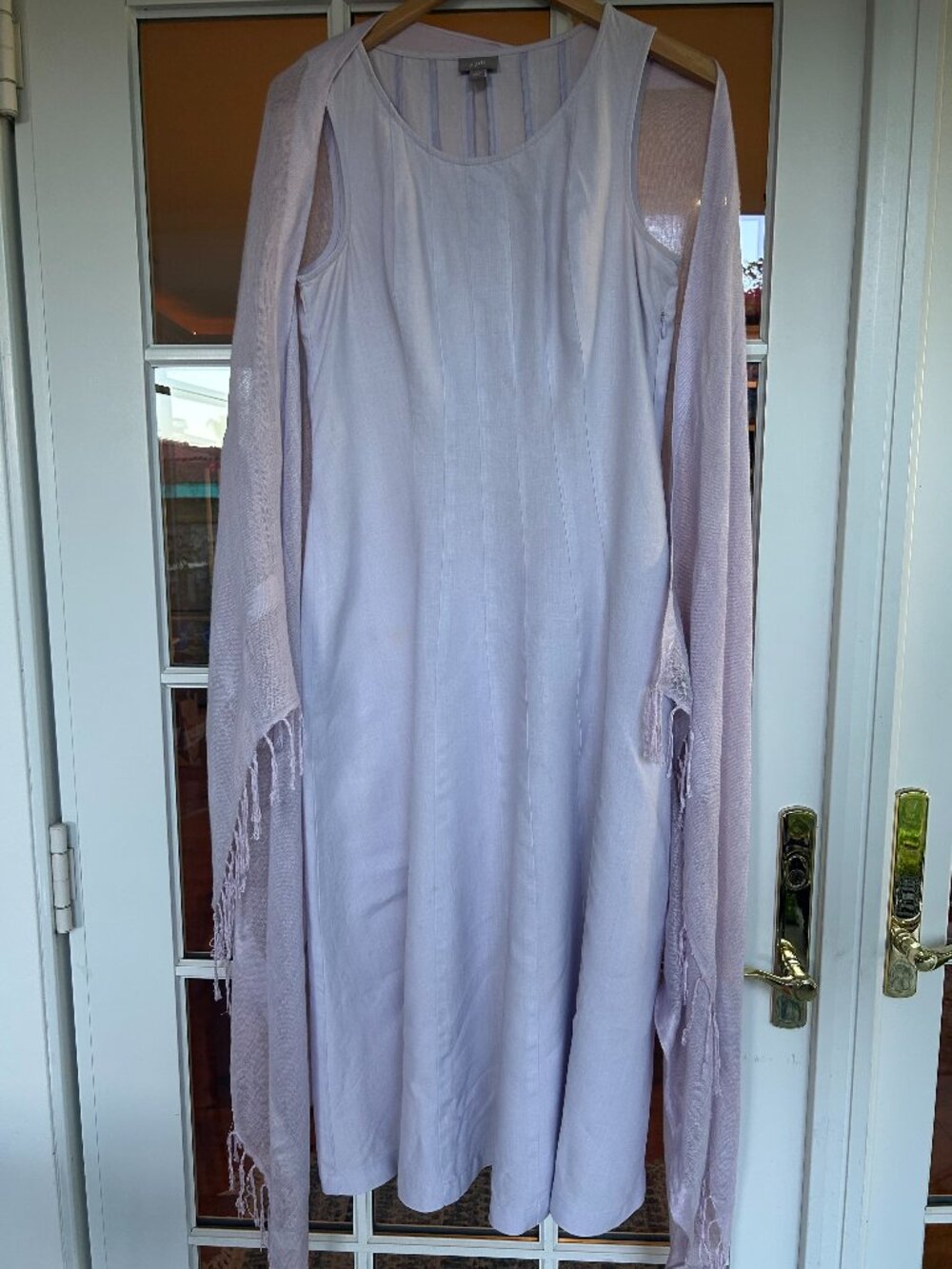 J. Jill lavender/orchid/pastel purple 100% linen dress S with shawl